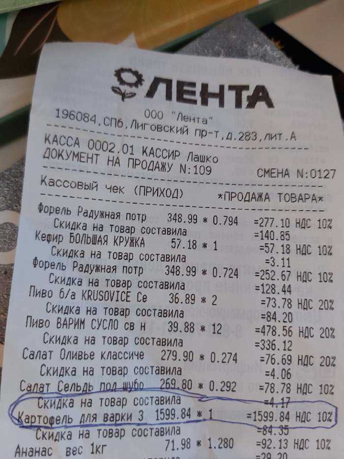 Заказать кассовый чек в Санкт-Петербурге
